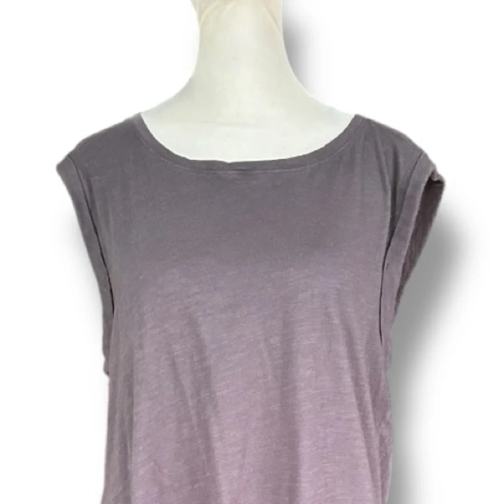 Michael Stars Gray Cotton Rolled Shoulder Sleeveless Shift Mini Dress | Large - Picture 3 of 12